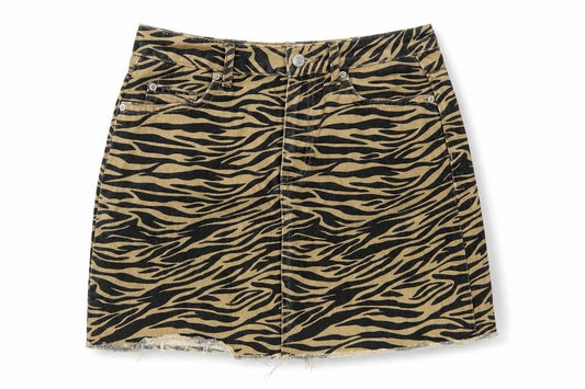 Denim Co Women Brown Zebra Print Denim Mini A-Line Skirt UK 8
