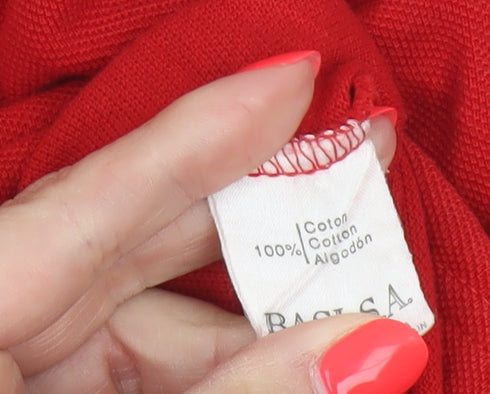 Lacoste Women Red UK 10 Shirt Dress Sleeveless Cotton Collared Logo