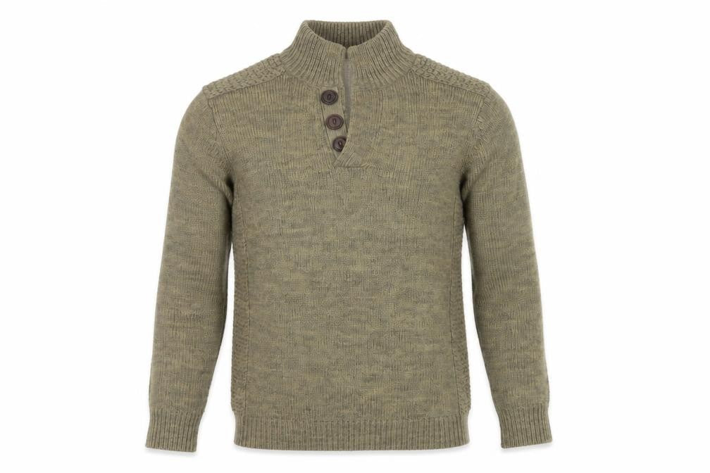 SoulCal Men’s Green S Henley High Neck Knit Wool Blend Jumper