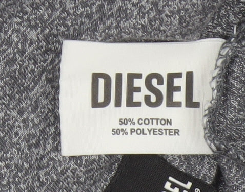 Diesel Men’s Grey Marl Logo Crew Neck Short Sleeve T-Shirt L