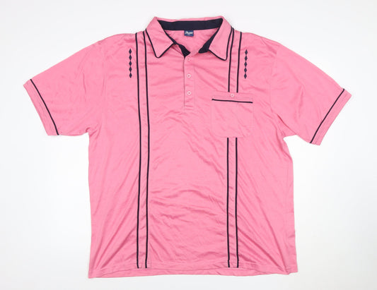 Chums Men's Pink 2XL Retro Contrast Trim Short Sleeve Polo Shirt