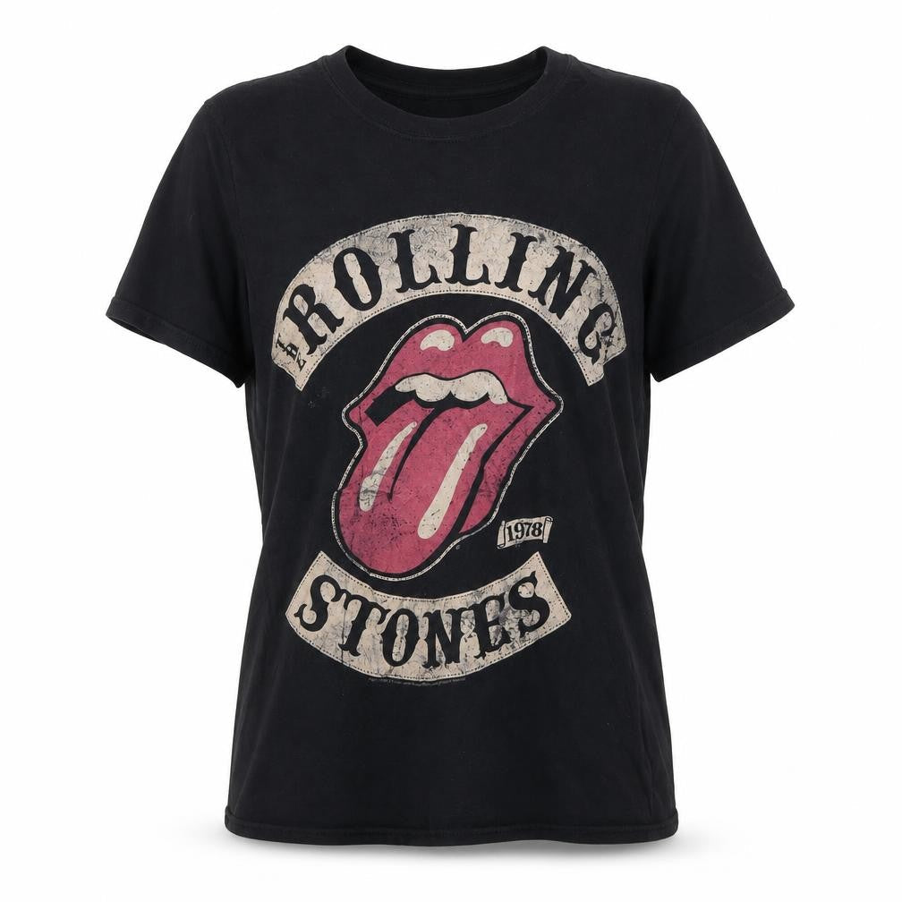 Gildan Womens Black S Rolling Stones 1978 Rock Graphic T-Shirt