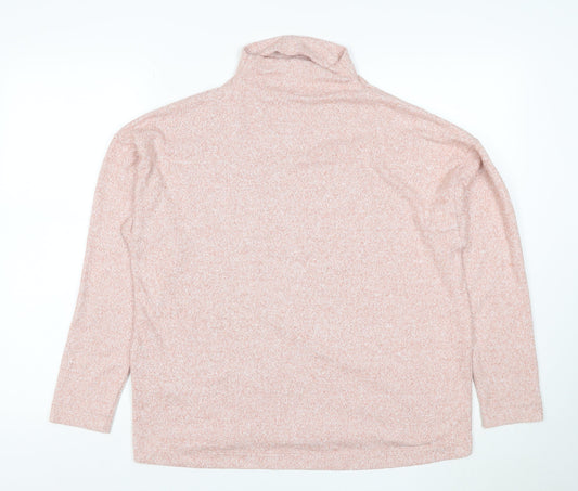 Uniqlo Women Pink Marl High Neck Pullover Sweatshirt Size L