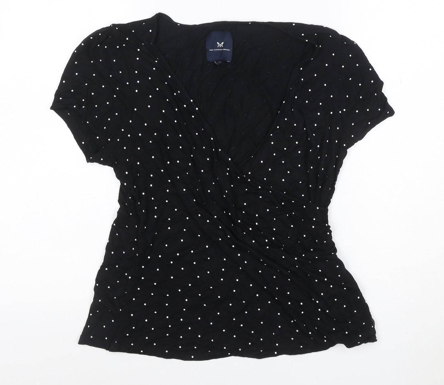 Crew Clothing Company Women Black Polka Dot Wrap Blouse Size 16