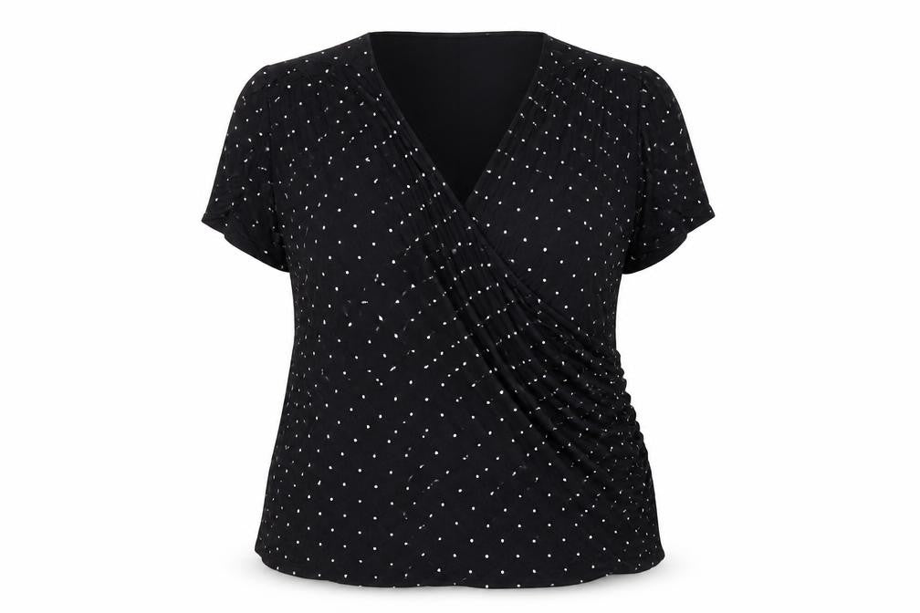 Crew Clothing Women Black Polka Dot Wrap Blouse Size 16