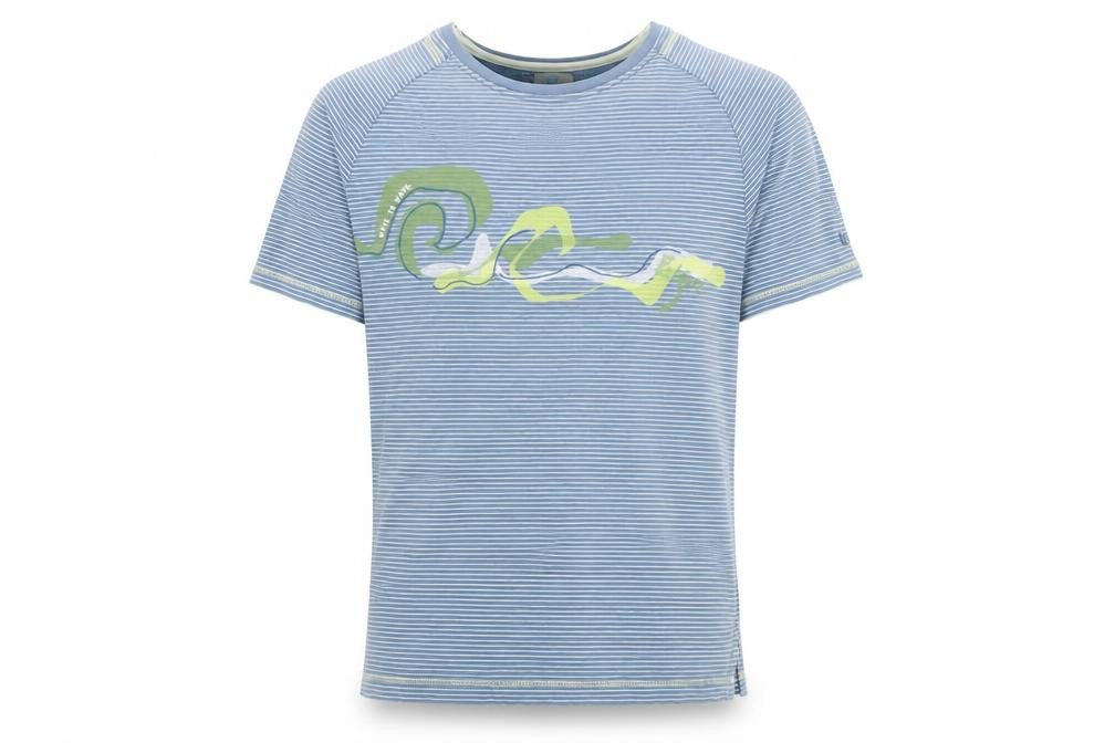 FatFace Mens Blue Striped Wave Graphic Cotton T-Shirt Size S