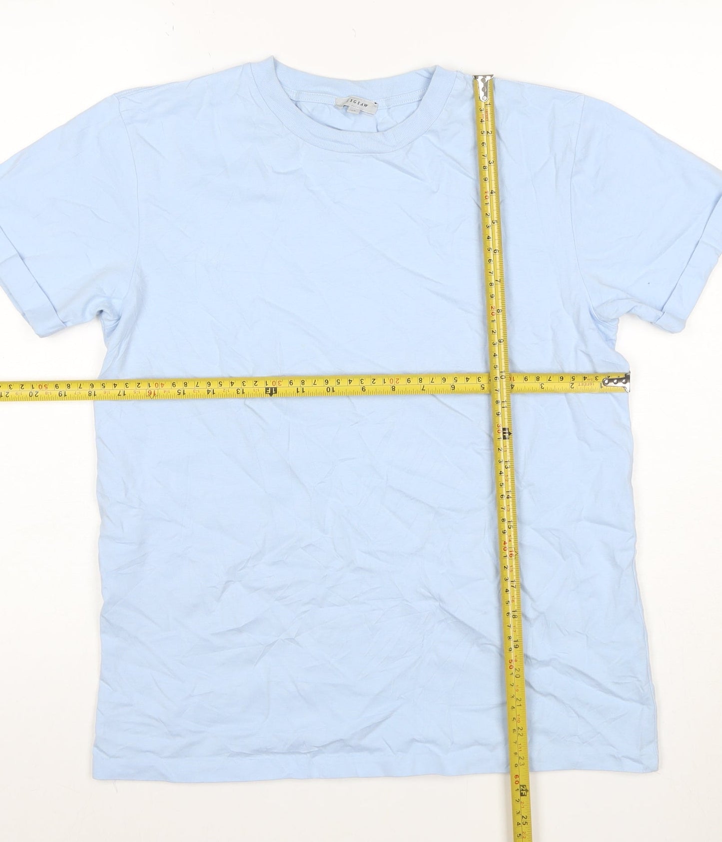 Jigsaw Women Blue XS Cotton Basic Crew Neck Short Sleeve T-Shirt