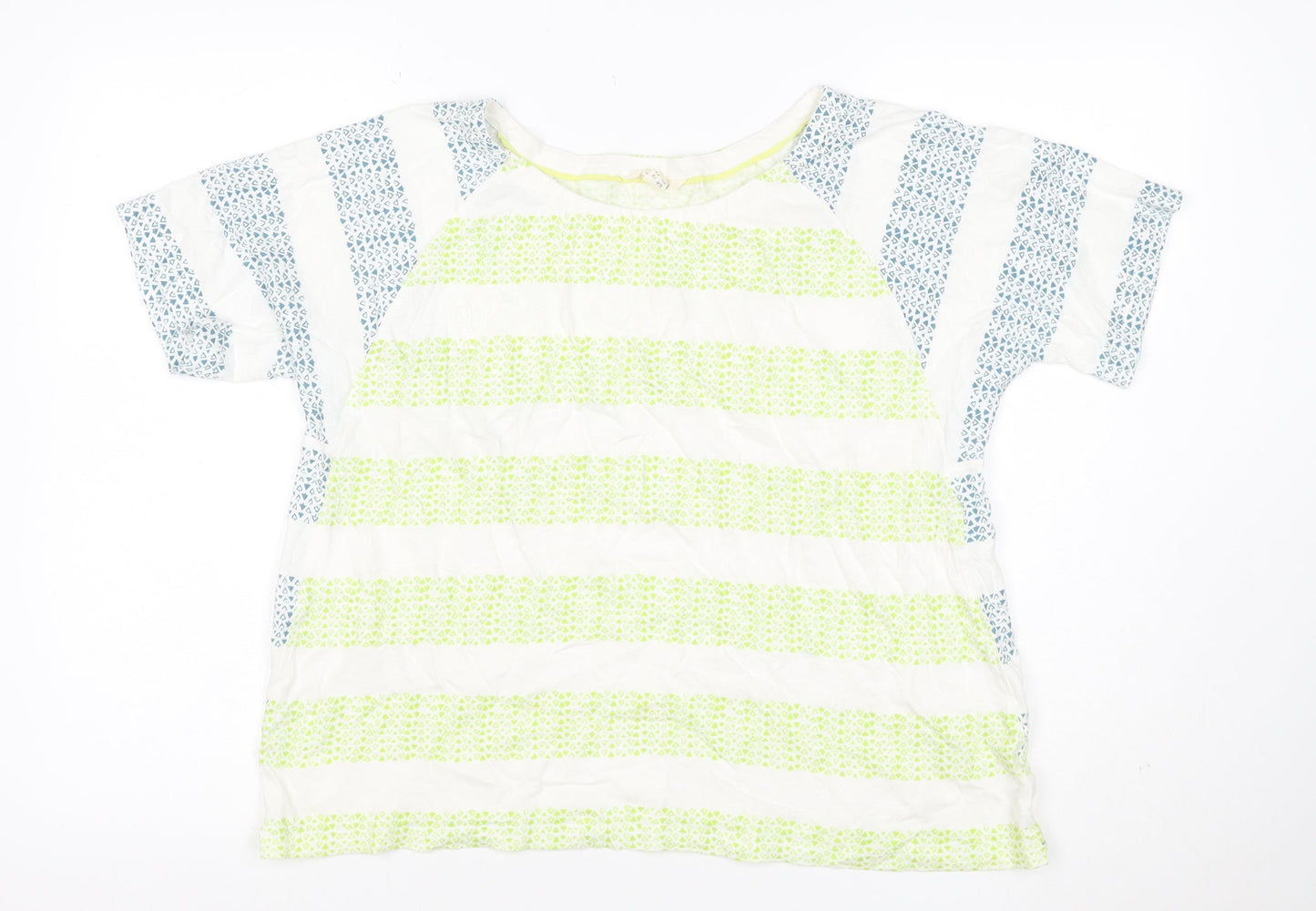 White Stuff Women Multicoloured UK 16 Linen Cotton Geometric Blouse