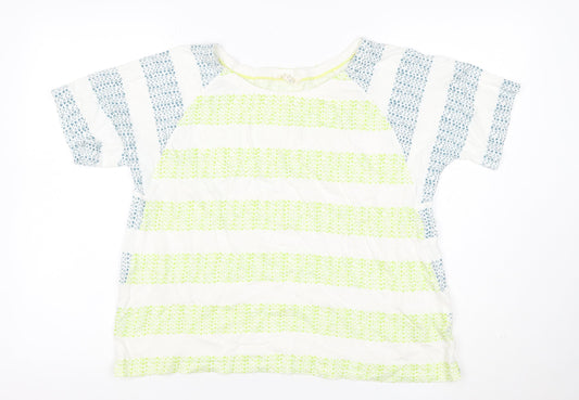 White Stuff Women Multicoloured UK 16 Linen Cotton Geometric Blouse