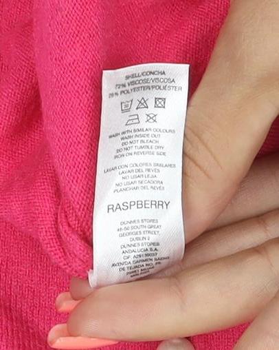 Savida Women’s Pink Pearl Button Back Crew Neck Jumper UK 14