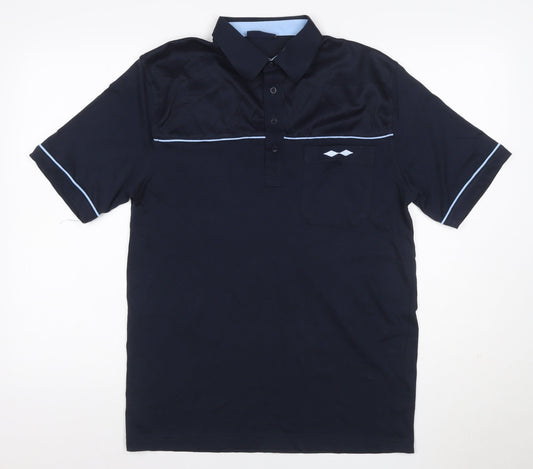 Tom Hagan Men’s Blue M Polo Shirt Mesh Panel Pocket Short Sleeve