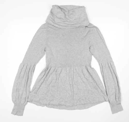 CHIC Women Grey L Knit Cowl Neck Fit & Flare Short Jumper Dress