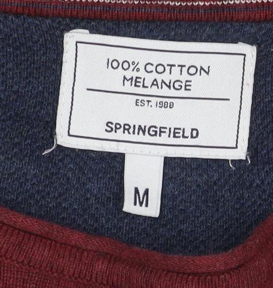 Springfield Men’s Red M Cotton Melange Crew Neck Pullover Jumper Logo