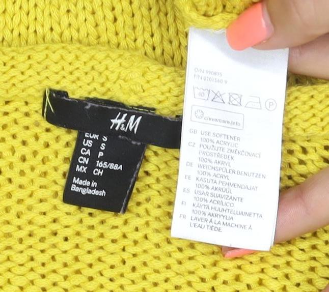 H&M Women Yellow S Chunky Knit Long Sleeve Round Neck Tunic Jumper