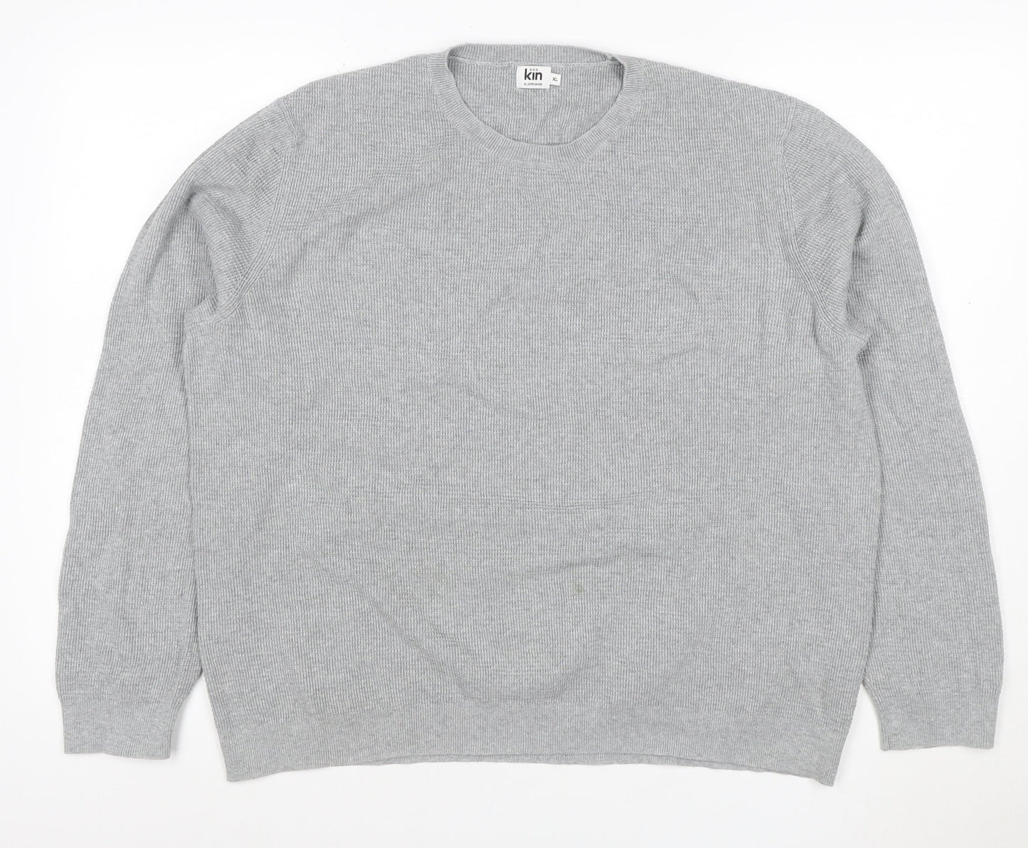 Kin by John Lewis Men’s Grey XL Cotton Crew Neck Knit Pullover Jumper