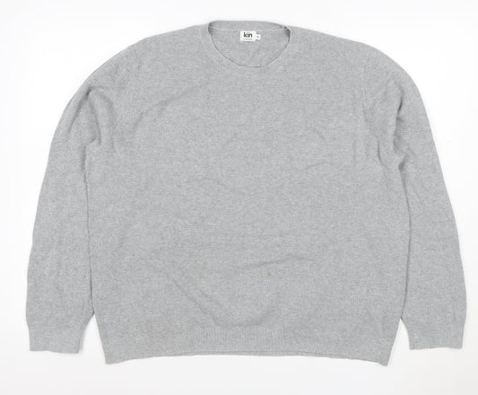 Kin by John Lewis Men’s Grey XL Cotton Crew Neck Knit Pullover Jumper