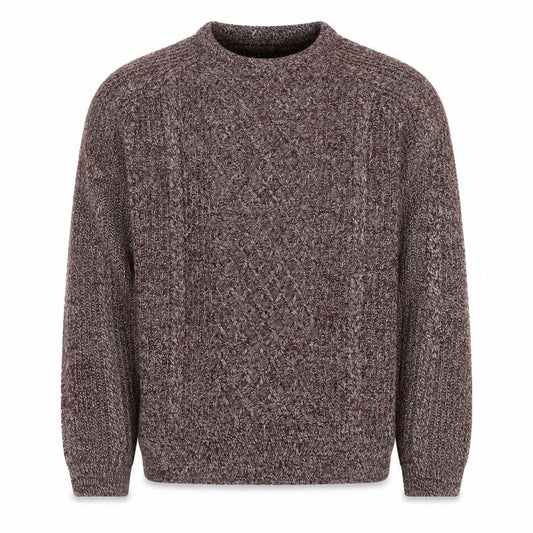Front view of Red Herring Men Brown M Cable Knit Wool Blend V-Neck jumper