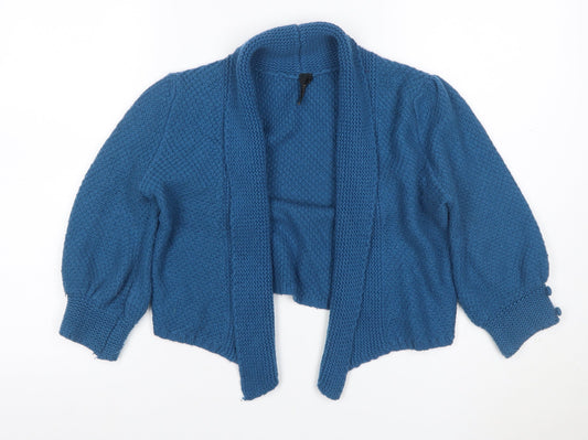 Topshop Women’s Blue Size 10 Chunky Knit Open Pocket Cardigan