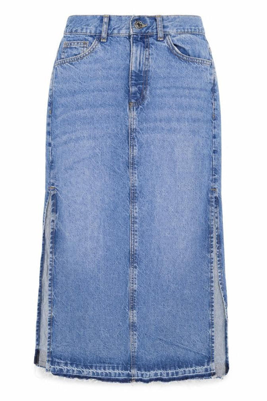 Denim Co. Women Blue UK 8 Knee Length Pencil Denim Skirt