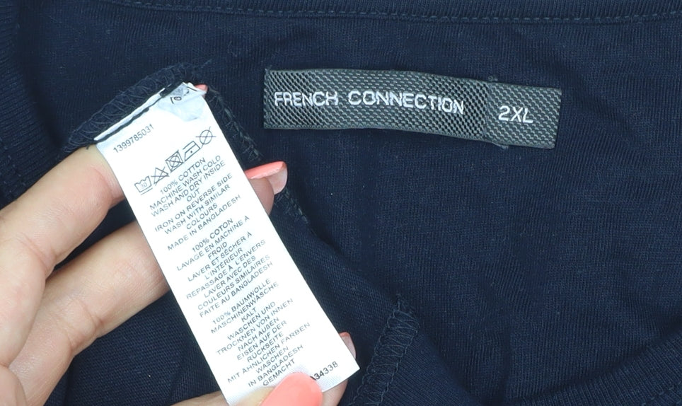French Connection Men's Black 2XL Crew Neck Cotton Logo T-Shirt