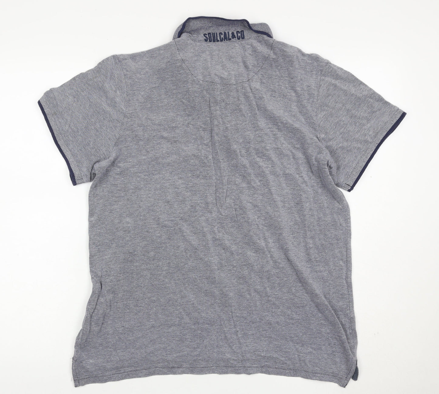 SoulCal & Co Men’s Grey XL Cotton Bear Logo Short Sleeve Polo Shirt