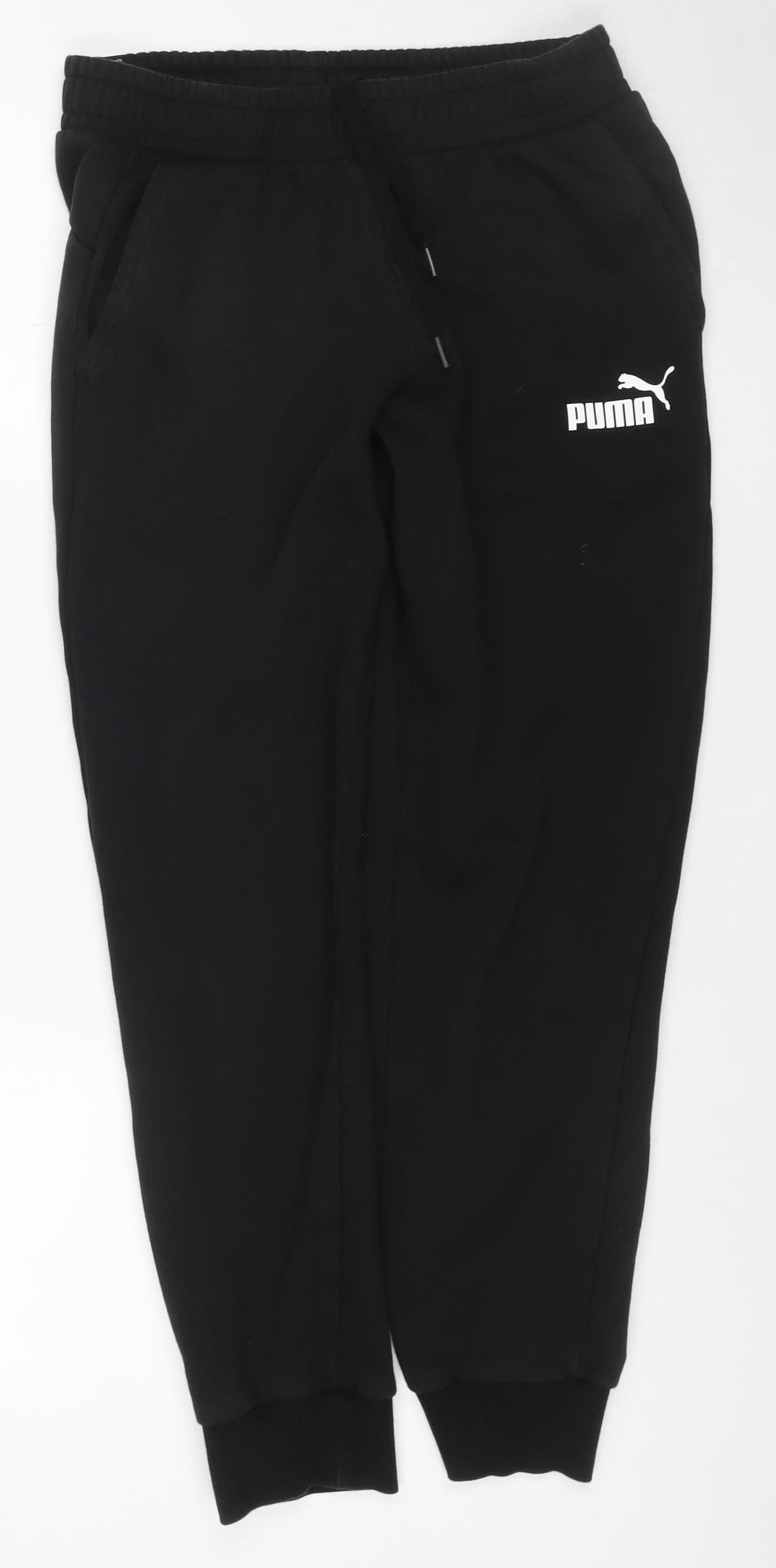 Puma Men's Black M Logo Jogger Track Pants Drawstring Pockets
