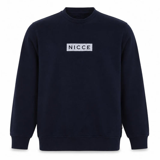 NICCE Men’s Navy Blue M Mock Neck Logo Graphic Pullover Sweatshirt