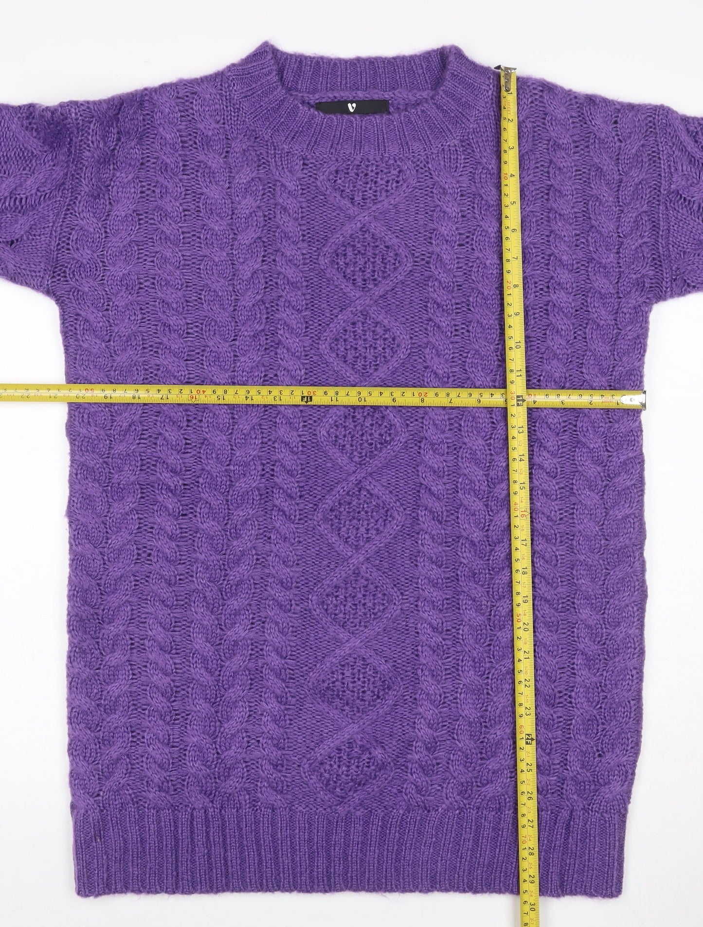 Very Women Purple M Cable-Knit Acrylic Crew Neck Pullover Jumper