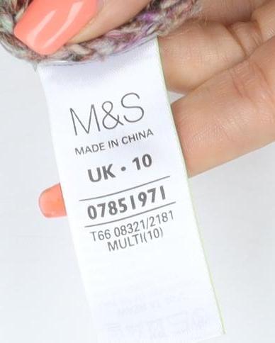 M&S Indigo Women's Multicoloured UK 10 Chunky Knit Raglan Jumper