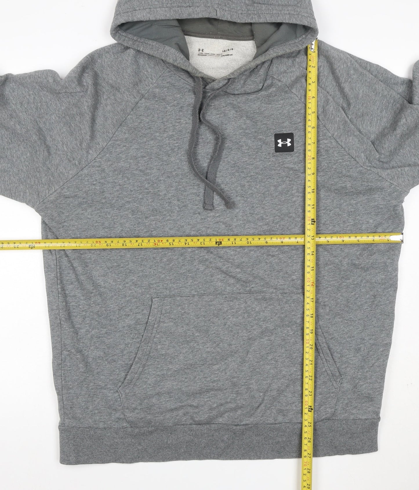 Under Armour Men’s Grey L ColdGear Logo Pullover Hoodie Relaxed Fit
