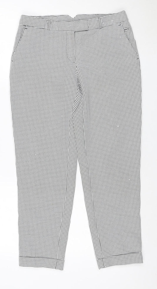 Dorothy Perkins Women Black White UK 8 Geometric Tapered Trousers