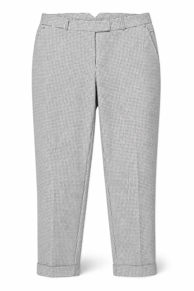Front view of Dorothy Perkins Women Black White UK 8 Geometric Tapered Trousers
