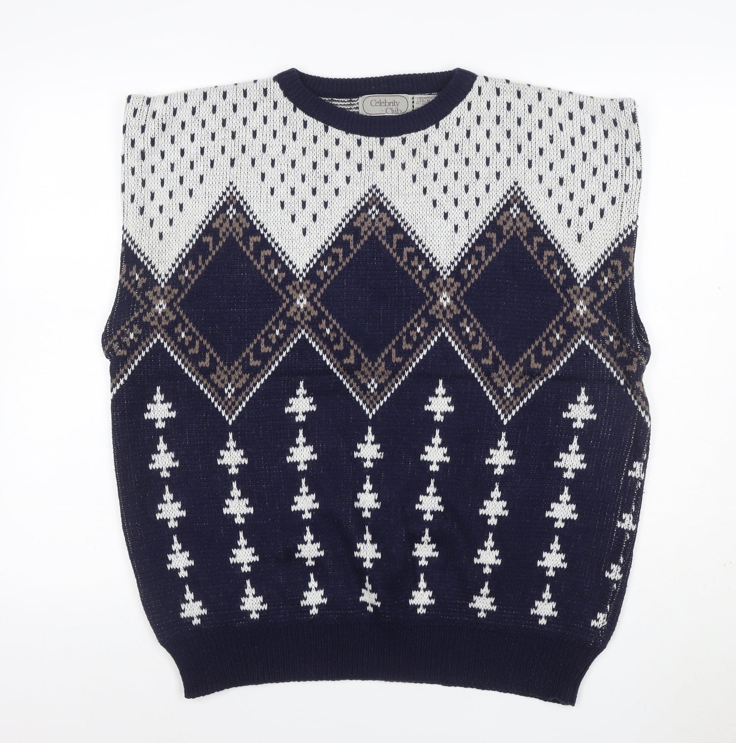 Celebrity Club Men’s Navy XL Argyle Knit Sleeveless Jumper Vest