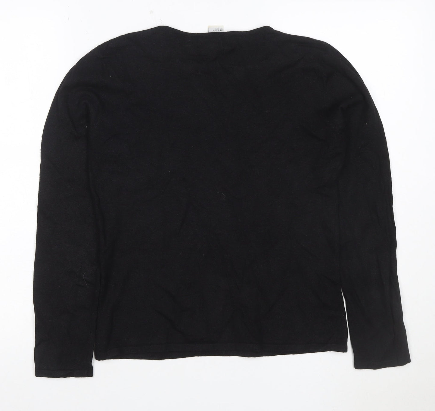 Heirloom Collectibles Women Black M Petite Sequin Santa Christmas Knit Top