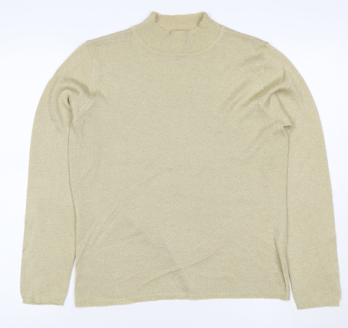 Sag Harbor Women’s Gold Metallic Knit Mock Neck Jumper M