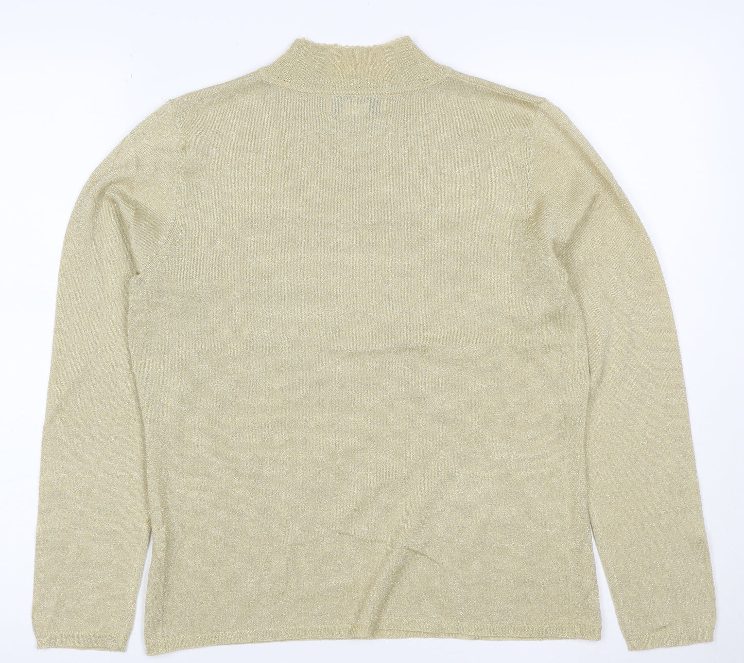 Sag Harbor Women’s Gold Metallic Knit Mock Neck Jumper M