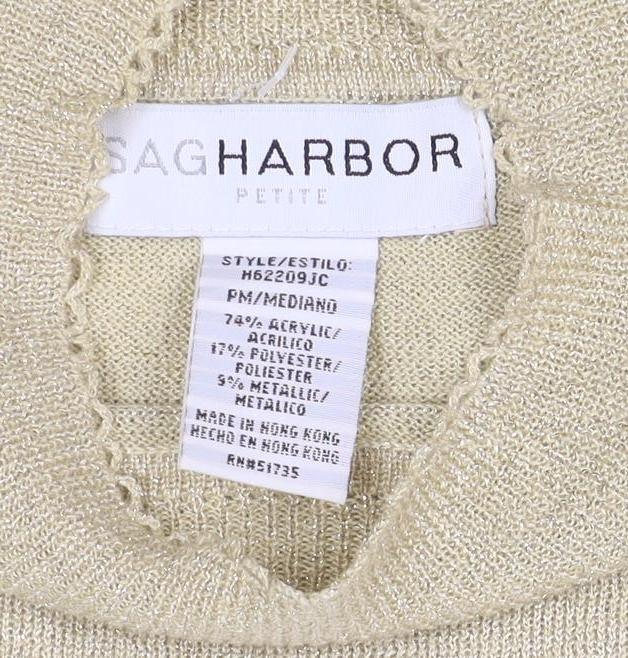 Sag Harbor Women’s Gold Metallic Knit Mock Neck Jumper M
