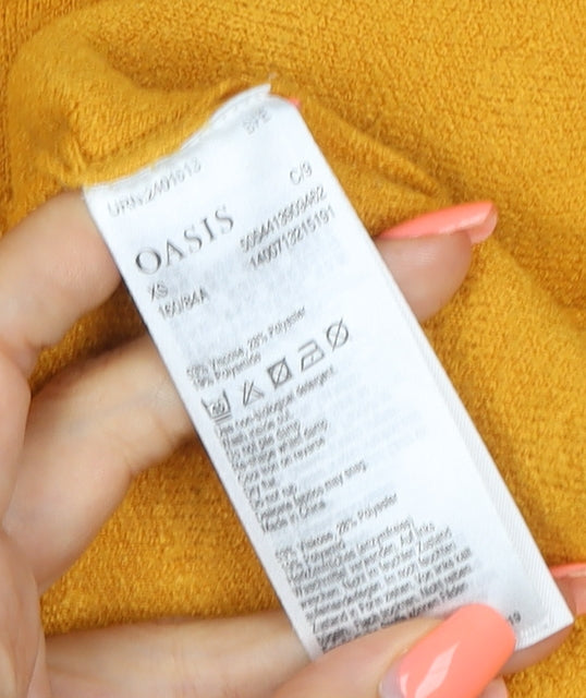 Oasis Women’s Yellow Size 18 Textured Knit Crew Neck Jumper