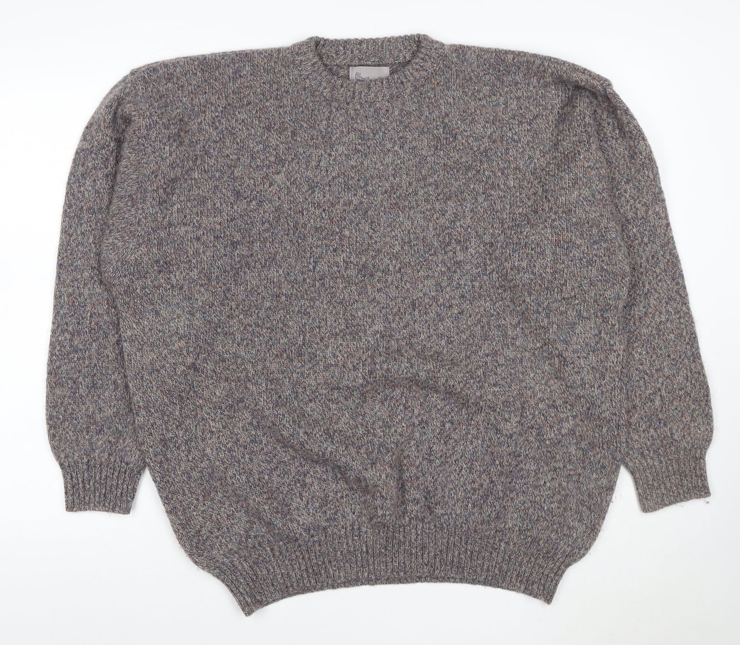 Bhs Men’s Grey XL Pure New Wool Crew Neck Chunky Knit Pullover