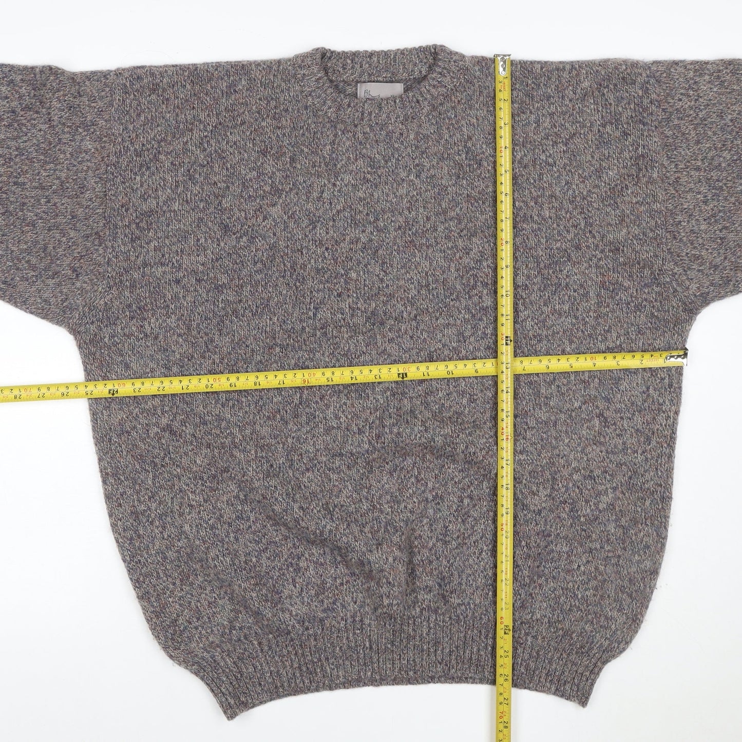 Bhs Men’s Grey XL Pure New Wool Crew Neck Chunky Knit Pullover