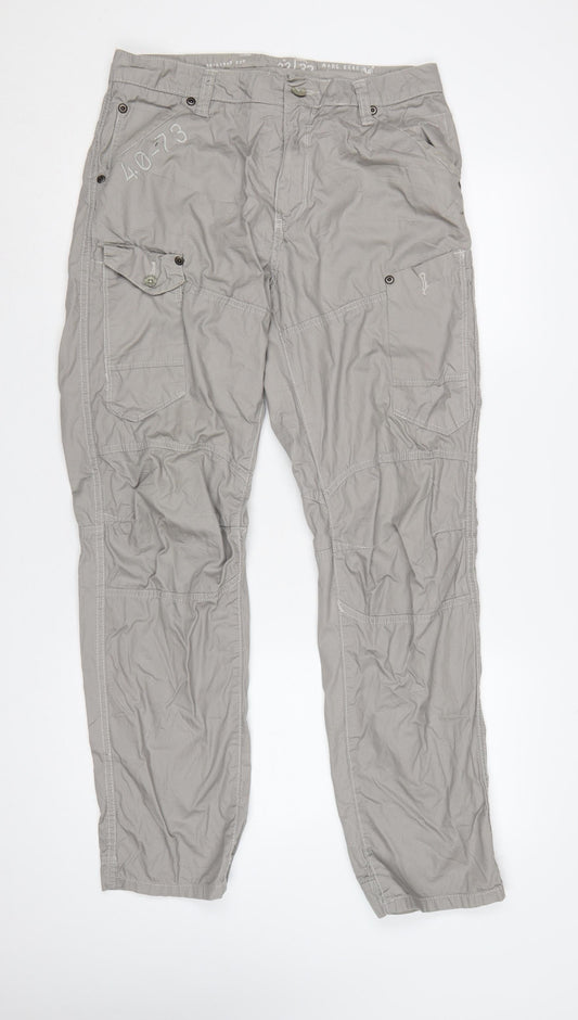 Marc Ecko Men’s Grey 33/32 Straight Cut Cargo Trousers Cotton