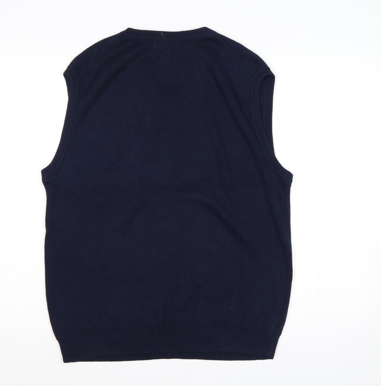 Covington Men Blue M V-Neck Cotton Knit Sleeveless Jumper Vest