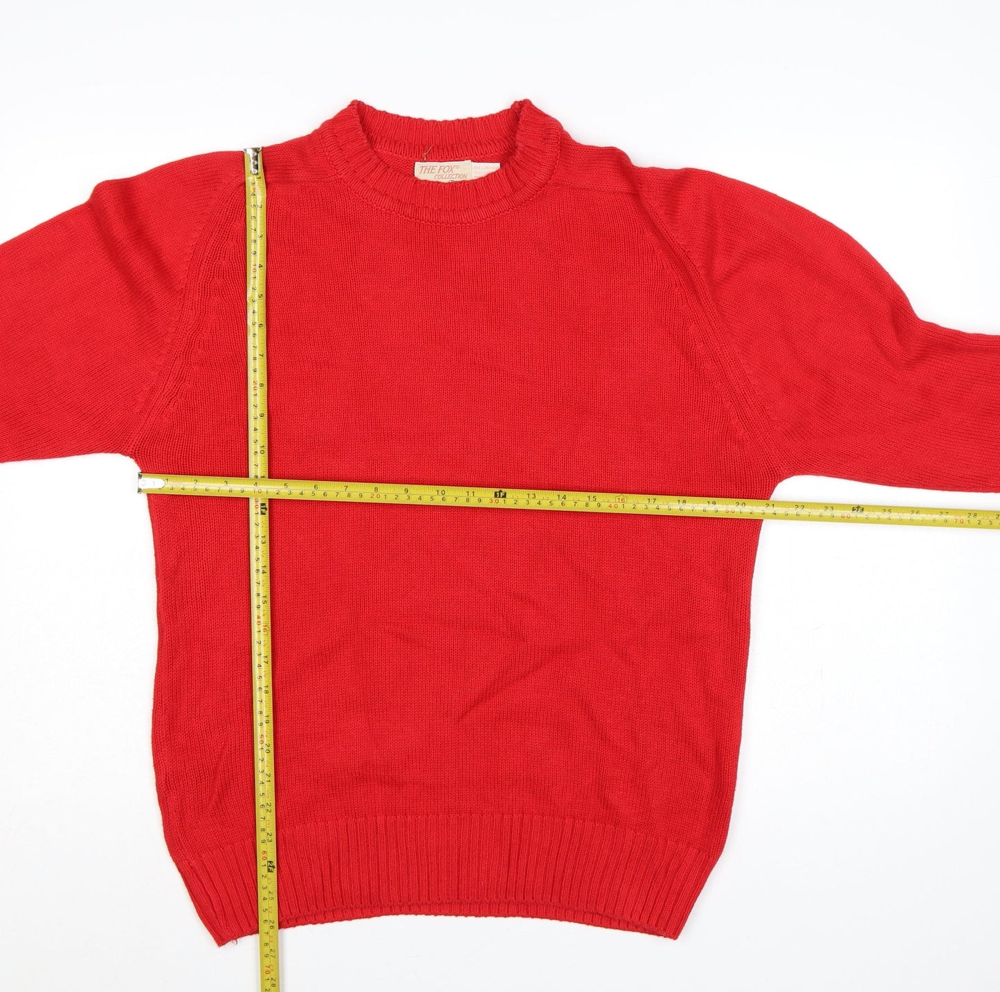 The Fox Collection Women’s Red L Cable Knit Cotton Jumper
