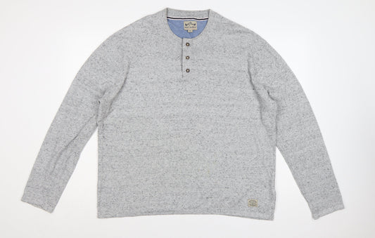 Next Supply Men's Grey XL Henley Knit Cotton Blend Jumper
