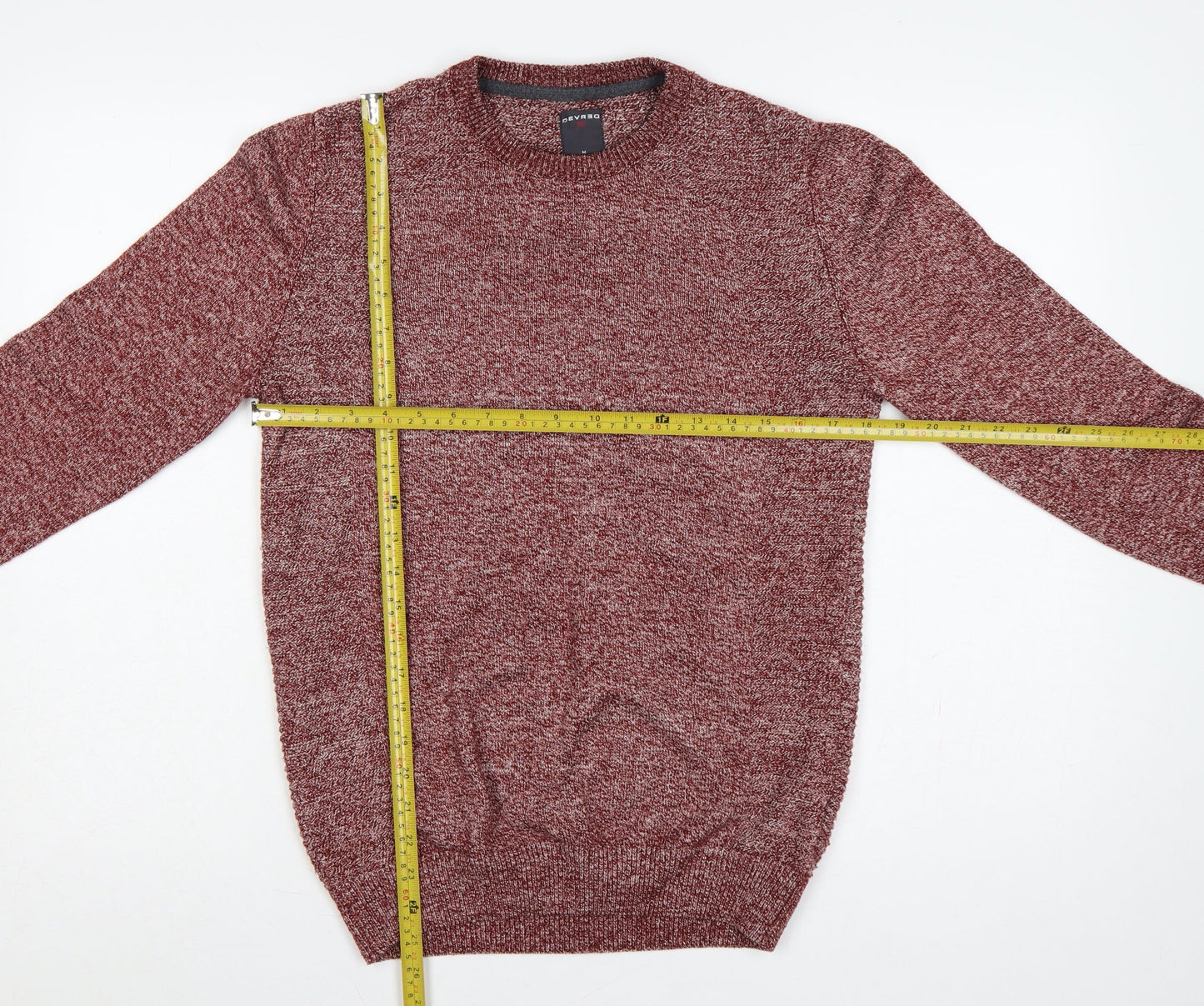 Devred 1902 Men’s Red Marl Cotton Blend Crew Neck Pullover Jumper M