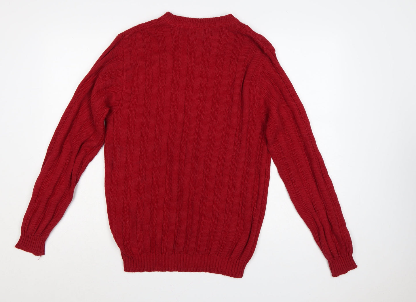 David Taylor Men’s Red M Cotton Ribbed Knit Crew Neck Pullover Jumper