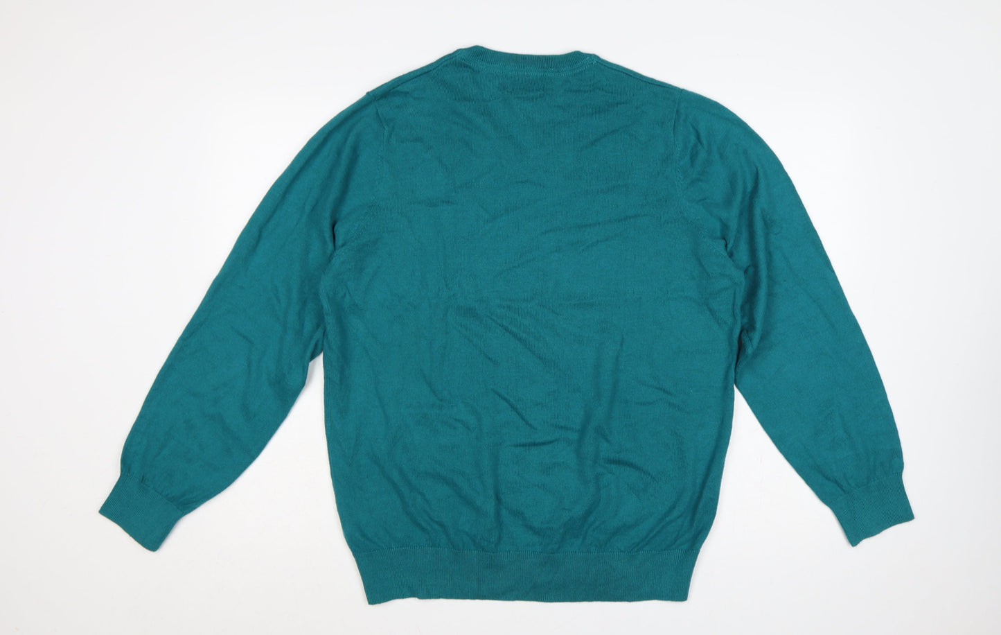 L.L.Bean Men’s Blue L V-Neck Cotton Cashmere Pullover Jumper