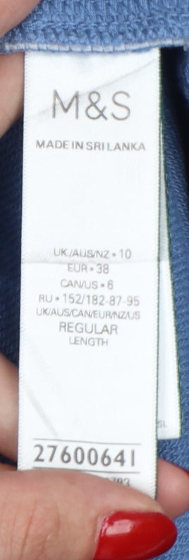 Marks and Spencer Women Blue UK 10 Regular Cotton Jogger Trousers
