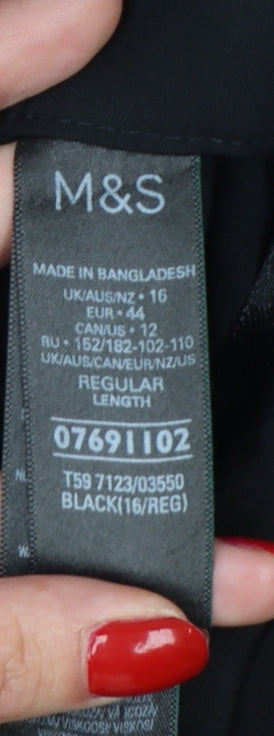 Marks and Spencer Women Black Size 16 Regular Straight Dress Trousers