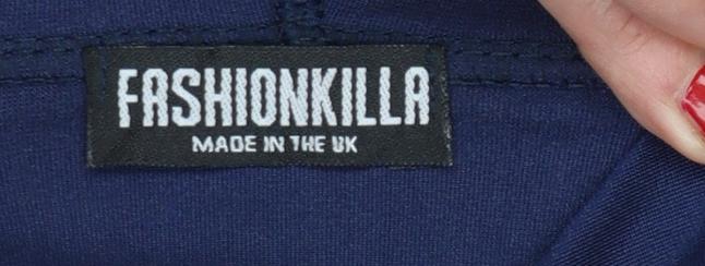 Fashionkilla Women’s Blue Size 12 Velour Full Zip Hoodie Pockets